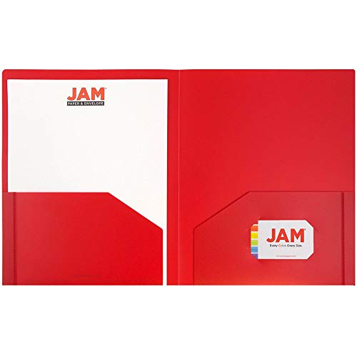 JAM PAPER Heavy Duty Plastic 2 Pocket Extra Tough School Folders - Red - 6/Pack - color: Red, size: 6 Per Pack