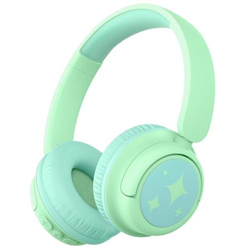 iClever BTH22 Kids Bluetooth Headphones, 60H Play Time, 74/85 dBA Safe Volume, Bluetooth 5.4, USB C, Over Ear Kids Headphones Wireless with Mic AUX Cord for iPad/Tablet/Travel/School, Light Green - color: Light Green