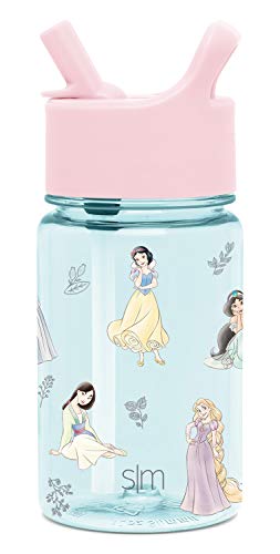Simple Modern Disney Princess Kids Water Bottle Plastic BPA-Free Tritan Cup with Leak Proof Straw Lid | Reusable and Durable for Toddlers, Girls | Summit Collection | 12oz, Princesses Royal Beauty - color: Disney: Princesses Royal Beauty, style: Straw Lid