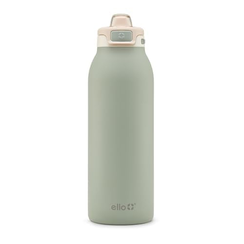 Ello Pop & Fill Insulated Stainless Steel Water Bottle with Quick Fill Lid, Leakproof Locking, Sip or Chug Spout, BPA-Free, Double Wall Vacuum Insulated for Sports, Travel & School- 22oz / 32oz / 40oz - color: Pistachio, style: 40oz