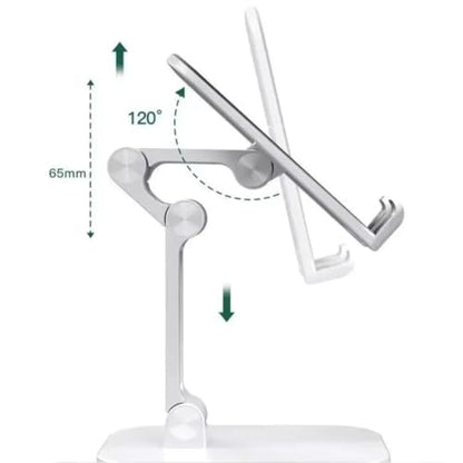 Foldable Height Adjustable Phone Tablet Stand Multi-Angle Portable Desktop Holder EVA Pad for Lazy Watching Office (White) - color: WHITE