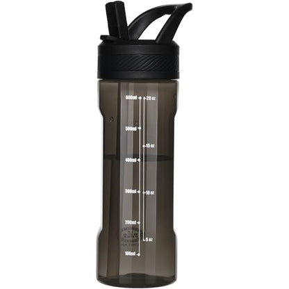 OLDLEY 20oz Kids Water Bottle with Straw, BPA-Free Tritan Water Bottle for School, Leakproof Clear Water Bottle with One Click Open, Measurement Scale, Cup Holder Friendly for Boys Girls,Black - color: A-Black