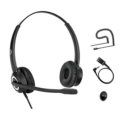 Cisco Headset Noise Cancelling Mic Compatible with Cisco Phone 6841 6871 7941g 7961g 7971g 8811 8845 8865 8941 8961 Series Models Includes U10 RJ9 Cord and 3.5mm Smartphone Adapter - size: Binaural headset + U10 / 3.5 mm Jack