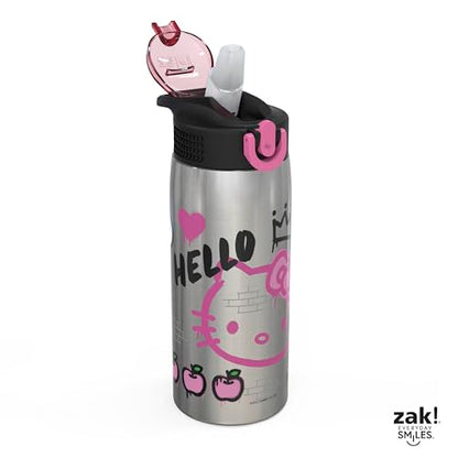 Zak Designs Sanrio Water Bottle for Travel and At Home, 19 oz Vacuum Insulated Stainless Steel with Locking Spout Cover, Built-In Carrying Loop, Leak-Proof Design (Hello Kitty) - color: Hello Kitty