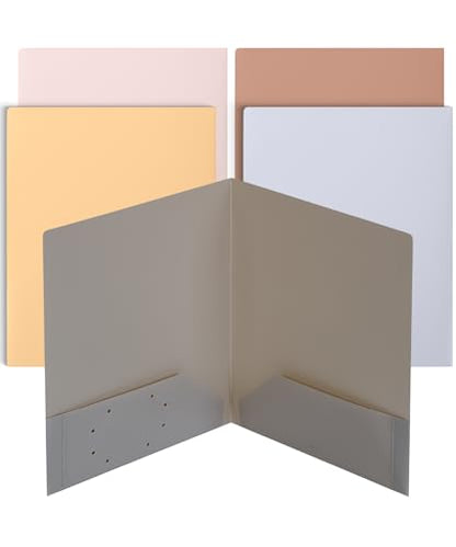 Mr. Pen- Plastic Folders with Pockets, 5 pcs | Aesthetic File Folder with Business Card Slot, 2-Pocket Folder, Back to School, Office, Filing Supplies - color: Creamy Serenity, size: 5 Pack
