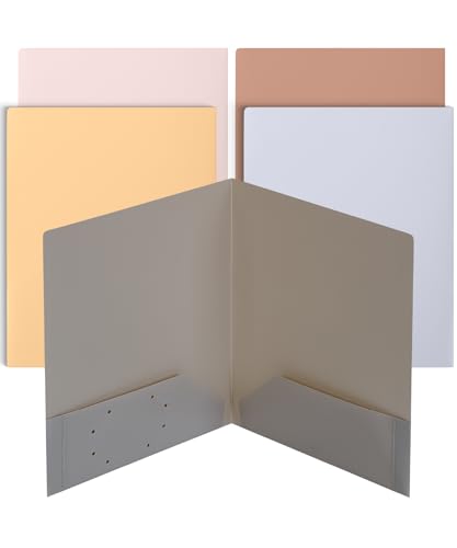 Mr. Pen- Plastic Folders with Pockets, 5 pcs | Aesthetic File Folder with Business Card Slot, 2-Pocket Folder, Back to School, Office, Filing Supplies - color: Creamy Serenity, size: 5 Pack