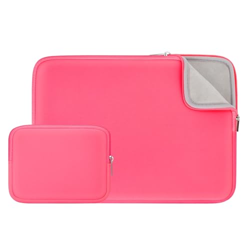 RAINYEAR 13 Inch Laptop Sleeve Case with Accessories Pouch, Compatible with 13.3" MacBook Air/Pro M1 M2 M3 M4 M5 A3449 A3240 A3113 A2681 A2338 (Bright Pink,Upgraded Version) - color: Bright Pink(upgraded Version), size: 13"