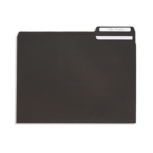 Blue Summit Supplies 100 Black File Folders, Letter Size, 1/3 Cut Tab, 11pt | Durable 11pt black paper, 1/3 cut tabs, holds letter size documents, home and office color coded filing - color: Standard Black