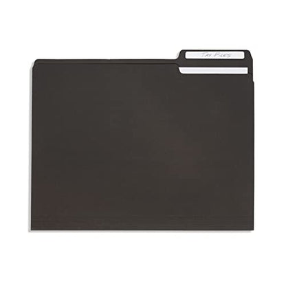 Blue Summit Supplies 100 Black File Folders, Letter Size, 1/3 Cut Tab, 11pt | Durable 11pt black paper, 1/3 cut tabs, holds letter size documents, home and office color coded filing - color: Standard Black