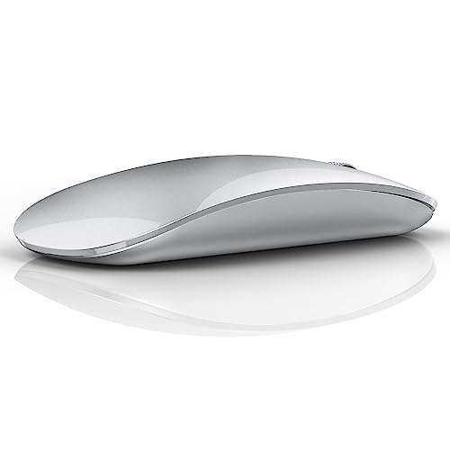 TENMOS M18 Bluetooth Mouse, USB C Rechargeable Wireless Mouse, Triple Mode (Dual Bluetooth+USB) Computer Silent Mice Portable with USB Receiver and Type C Adapter for Laptop/MacBook/iPad/PC - Silver - color: silver