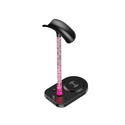 3 in 1 Wireless Charging Station with Headphone Stand, RGB Night Light, 15W Fast Wireless Charging, Desktop Wireless Charging Organizer, Multi Port Charging Stand for Desk