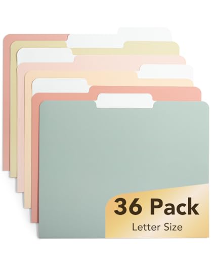 Mr. Pen- Poly File Folders with Tabs, 1/3 Cut Tab, 36 Pack, Letter Size | Vintage Colors, Plastic File Folders Letter Size (8.5 x 11 inches) for Office, School, Business, Documents Files Paper - color: Vintage Colors, size: 36 per Pack