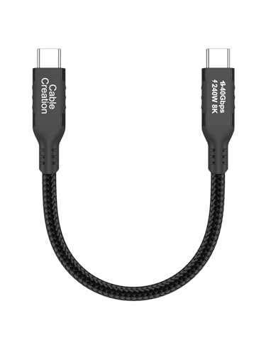 USB 4 Cable,USB C to C for SSD,MacBook Pro, iPhone17,Dock,Auto 0.5ft | for Thunderbolt 5 4, 40Gbps Data Sync, 8K/5K@60Hz Video Stream, 240W PD 3.1 Fast Charging,Anti Tear Braided - color: 40G, size: 0.5FT-Straight