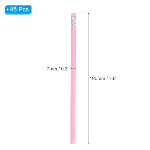 PATIKIL Round Pencils, 48 Pack HB Graphite Pencils with Eraser Wood Pencils Cute Pencil for Classroom Teacher Office Supplies, Pink - color: Pink