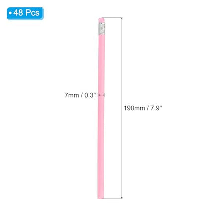 PATIKIL Round Pencils, 48 Pack HB Graphite Pencils with Eraser Wood Pencils Cute Pencil for Classroom Teacher Office Supplies, Pink - color: Pink