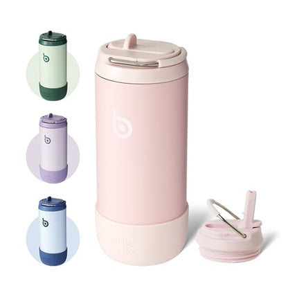 BOTTLE BOTTLE Kids Water Bottle 12 oz for Boys Girls pink | Insulated Water Bottles with Leak Proof Lid,Silicone Boot, Straw Cup for School Sports Travel,Gifts - color: Pink