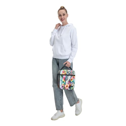 Tropical Dolphin Sunglasses Flowers Palm Leaves Lunch Bag 10In | Insulated Lunch Box Reusable Tote Bag For Picnic Office For Women Men - color: Style 7