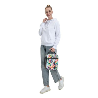 Tropical Dolphin Sunglasses Flowers Palm Leaves Lunch Bag 10In | Insulated Lunch Box Reusable Tote Bag For Picnic Office For Women Men - color: Style 7