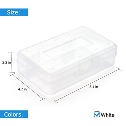 Tamaki 1 Pack Plastic Pencil Box Large Capacity, Clear | Clear Boxes with Snap-tight Lid Stackable Design and Stylish Office Supplies Storage Organizer - color: White