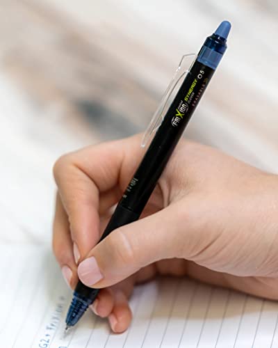 Pilot FriXion Synergy Clicker Erasable, Refillable, Retractable Gel Ink Pens, Extra Fine Point 0.5 mm, Pack of 8, Blue, FriXion Erasable Pens 0.5 - Ideal for School & Office Writing - color: Blue