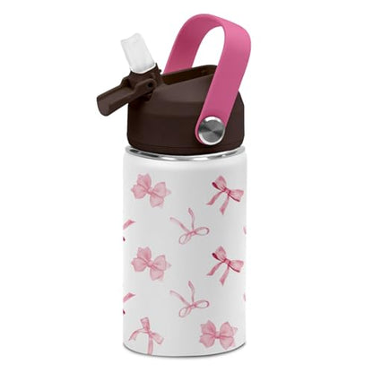 Bow Water Bottle for Girls, 12 Oz Leak-proof Tumblers with for Teens | Stainless Steel Travel Mugs for Kids, Christmas Birthday Gift for Women, Back to School Supplies, 1PCS