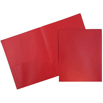 JAM PAPER Plastic 2 Pocket POP Folders - Durable School Folders - Red - 6/Pack - color: Red, size: 6 Per Pack