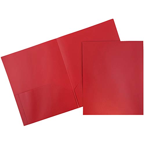 JAM PAPER Plastic 2 Pocket POP Folders - Durable School Folders - Red - 6/Pack - color: Red, size: 6 Per Pack