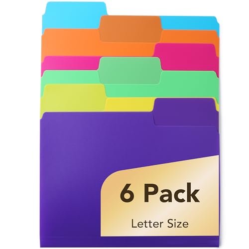 Mr. Pen- File Folders, 1/3 Cut Tab, 6 Pack, Assorted Colors, Letter Size | Colored File Folders, Letter File Folders - color: Bright Colors, size: 6 per Pack