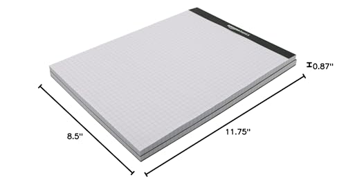 Amazon Basics Quad-Ruled Graph Paper Pad with Sturdy Back, Perforated, 8.5" x 11.75", White, 100 Sheets/Pad, 2-Pack - size: 2 Pack