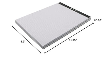 Amazon Basics Quad-Ruled Graph Paper Pad with Sturdy Back, Perforated, 8.5" x 11.75", White, 100 Sheets/Pad, 2-Pack - size: 2 Pack