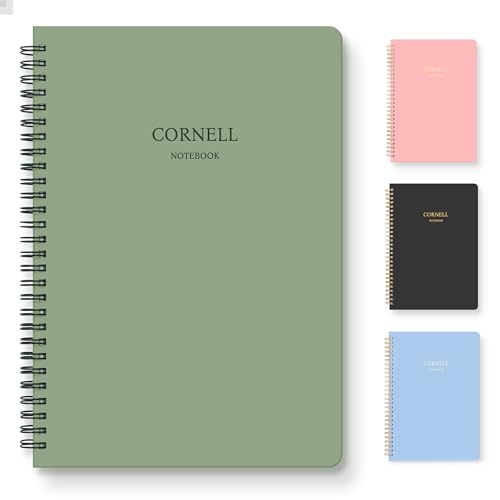 Hardcover Cornell Notes Notebook for Note Taking Supplies, B5 Spiral Aesthetic Study Subject Notebooks for School Work College Ruled Meeting Notes Book Studying Essentials, 7.2” x 10”, Green - color: Sage Green