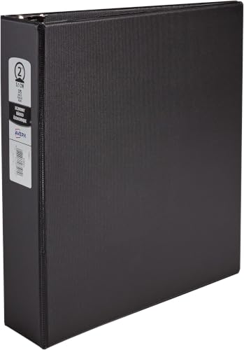 Avery Standard 3 Ring Binder,2" Round Rings,375-Sheet Capacity,2.8 Inch Wide Spine,1 Black Binder,Ideal for Lightweight Organization and Occasional Referencing (03501),(Pack of 12) - size: 2" (Pack of 12)