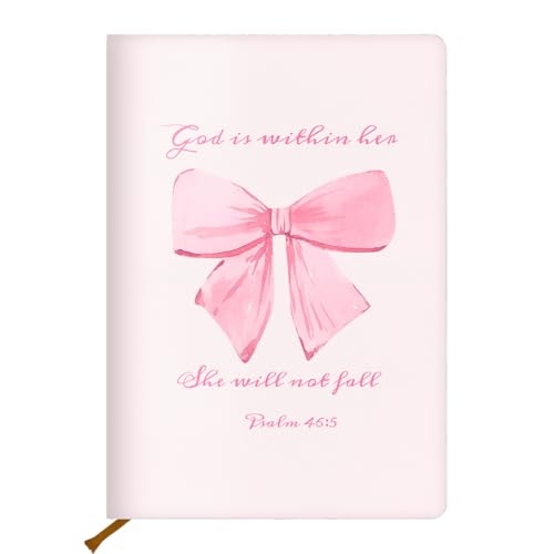 Pink Bow Bible Hard Shell Journal Notebook, Bible Notebooks for Note Taking, College Ruled Notebook, Inspirational Hardcover Notebooks, Journals for Writing Note Taking 200 Sheets (5.8 x 8.3)-6 - color: Multi 1572