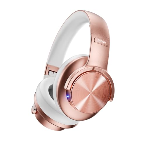 Picun B8 Bluetooth Headphones, 120H Playtime Headphone Wireless Bluetooth with 3 EQ Modes, Low Latency, Hands-Free Calls, Over Ear Headphones for Travel Home Office Cellphone PC - color: Rose Gold