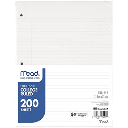 Mead Economical Filler Paper, College Ruled, 11 x 8-1/2, 200 Sheets - size: Pack of 1, style: 200 Sheets