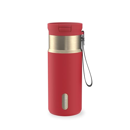 Contigo SnapSeal 473.2ml(16온스) 스테인리스 스틸 진공 단열 물병, 누출 방지 자동 닫힘 뚜껑(빨대 호환) 및 휴대용 스트랩, BPA 프리 및 납 프리, 식기세척기 사용 가능 - color: Goji Berry 샴페인, size: 16온스