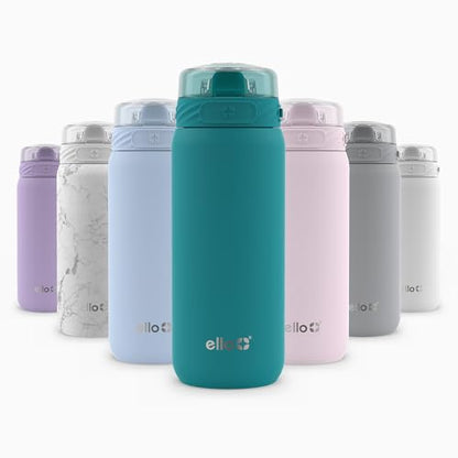 Ello Cooper 18oz Kids Stainless Steel Water Bottle with Straw and Carry Handle, Double Walled and Vacuum Insulated Metal, Leak Proof Locking Lid with Soft Silicone Spout, Reusable, BPA Free, Antigua - color: Antigua, size: 18 Ounces