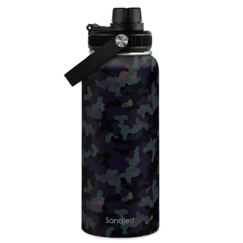 Camouflage Insulated Stainless Steel Water Bottle 32oz, Vacuum Chug Lid Travel Tumbler for Men Friends Dads Grandpa, Birthday Christmas Fathers Day - color: Camouflage 2