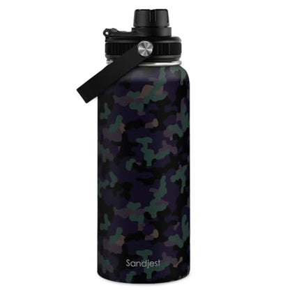 Camouflage Insulated Stainless Steel Water Bottle 32oz, Vacuum Chug Lid Travel Tumbler for Men Friends Dads Grandpa, Birthday Christmas Fathers Day - color: Camouflage 2