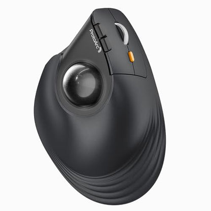 ProtoArc EM05 Vertical Trackball Mouse, Ergonomic Wireless Trackball Mouse | 62 tilt angle reduce wrist strain. Bluetooth & 2.4G for Windows/macOS. Quiet clicks for office. Ideal for narrow desks - color: Gray