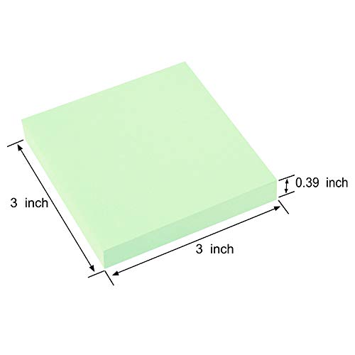 ZCZN 400 Sheets Pop-up Sticky Notes, 3 x 3 Inches, 4 Pads Bright Color Self-Stick Notes, 100 Sheets/Pad, Light Green - color: Light Green