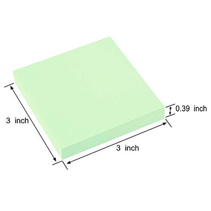 ZCZN 400 Sheets Pop-up Sticky Notes, 3 x 3 Inches, 4 Pads Bright Color Self-Stick Notes, 100 Sheets/Pad, Light Green - color: Light Green