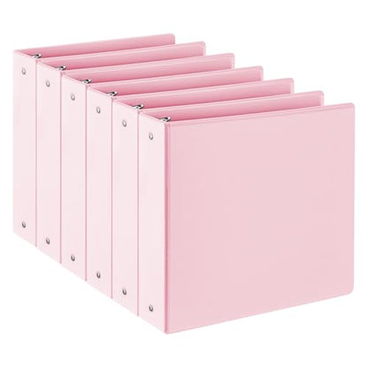 SUIN 2-Inch 3-Ring Binders with 2 Interior Pockets, Heavy Duty Clear View Presentation Binder Holds 425 Sheets Letter Size, Office School Home,6 Pack - color: Pink