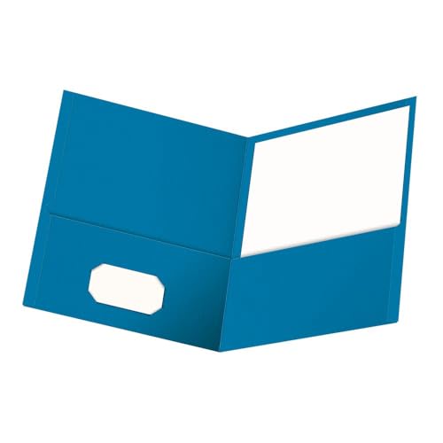 Oxford Twin-Pocket Folders, Textured Paper, Letter Size, Light Blue, Holds 100 Sheets, Box of 25 (57501EE) - color: Light Blue, size: 25 Count (Pack of 1)
