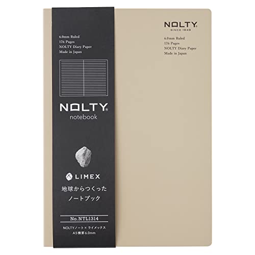 NOLTY NOTE × LIMEX, A5 Ruled Line Notebook, 6.00mm, 176 Sheets, Soil Beige, NTL1314 - color: Ruled Line: Soil Beige