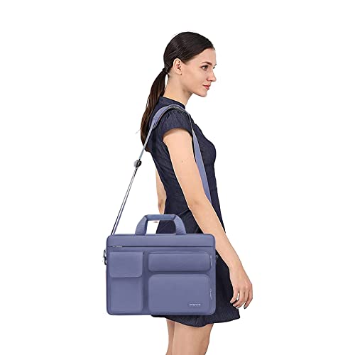 MOSISO Laptop Shoulder Bag 15.6 inch, 15-15.6 inch Computer Bag | Compatible with MacBook Pro 16 inch, HP, Dell, Lenovo with 2 Raised&1 Flapover&1 Horizontal Pocket&Handle&Belt, Lavender Gray - color: Lavender Gray, size: 16 inch