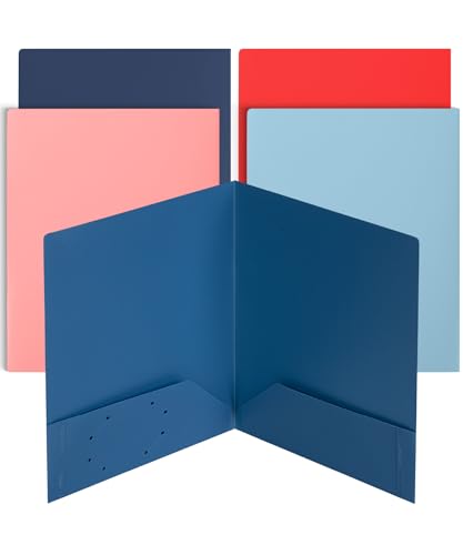 Mr. Pen- Plastic Folders with Pockets, 5 pcs | Aesthetic File Folder with Business Card Slot, 2-Pocket Folder, Back to School, Office, Filing Supplies - color: Coral Waves, size: 5 Pack