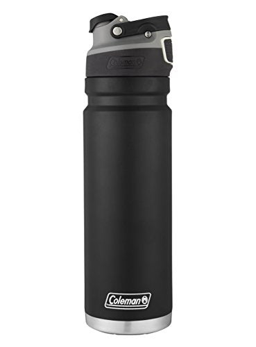 Coleman Autoseal FreeFlow Stainless Steel Water Bottle, Black, 24oz - color: Black, size: 24oz