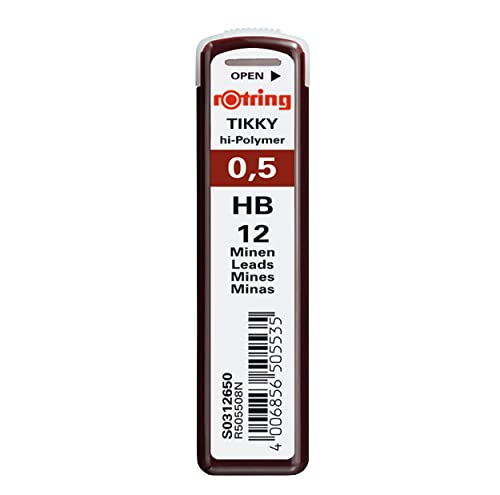 rOtring Tikky hi-Polymer Lead Refills, 0.5 mm, HB (312650)