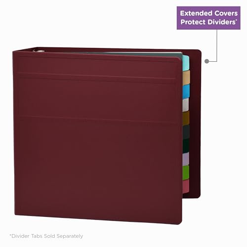 Carstens 4-Inch Heavy Duty 3-Ring Binder - Side Opening, Wine, Durable Plastic, No-Gap Rings, Waterproof Cover, No Pockets, Holds 600 US Letter Sheets, BPA-Free, Made in USA (1843-3R), Case of 10 - color: Burgundy, size: Case of 10
